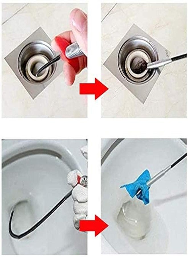Riddhin Drain Cleaning Tool ABS (160 CM)(Pack of 1) and Stainless Steel Hair Catching Drain Cleaner Wire Spring Sink Cleaning Stick Catchingl Overflow Clog Water Pipe Snake Unblocked Kitchen Bath Rod Remover - Image 3